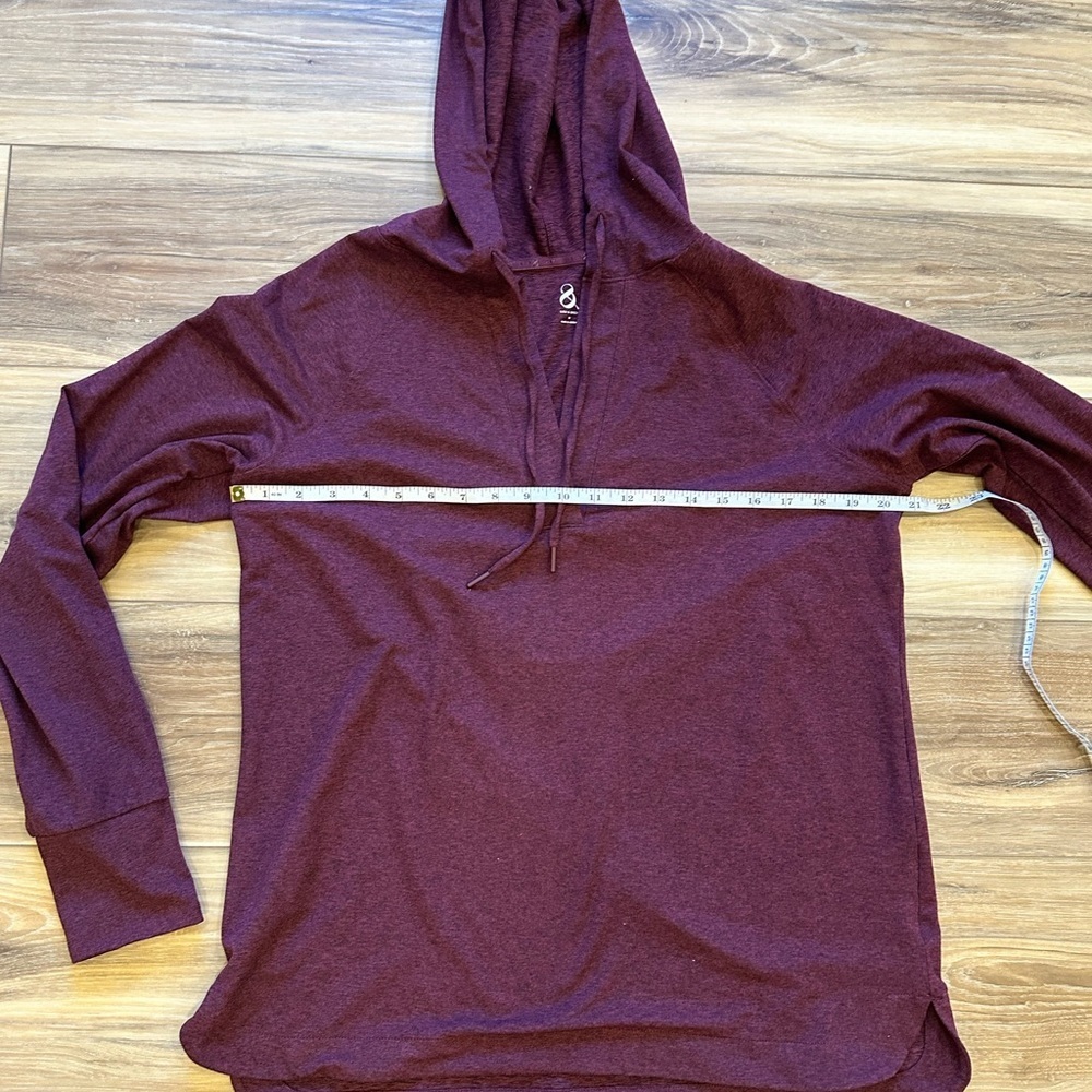 Lou & Grey Women’s Relaxed V Neck Pullover Hoodie Tunic Maroon Burgundy Sz M - Picture 6 of 8